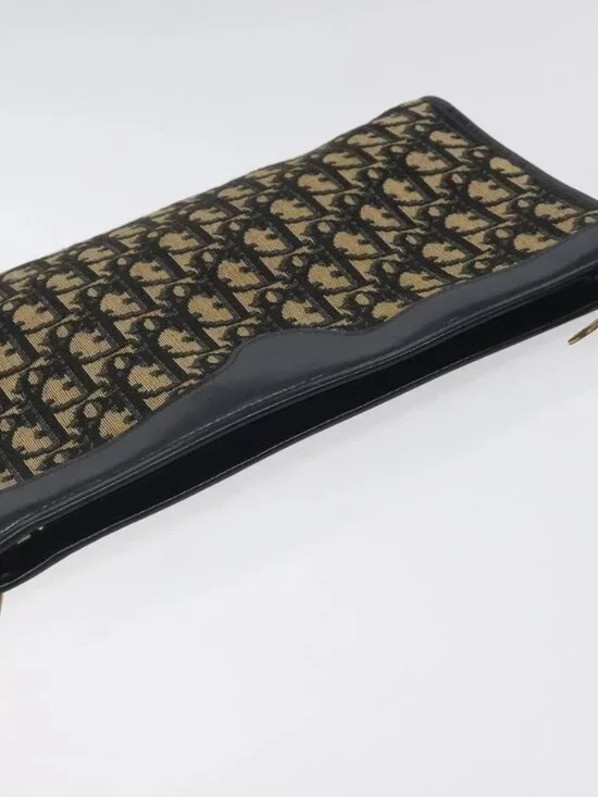 Christian Dior Trotter Canvas Shoulder Bag Navy Gold Auth BA3029 - Picture 7 of 16